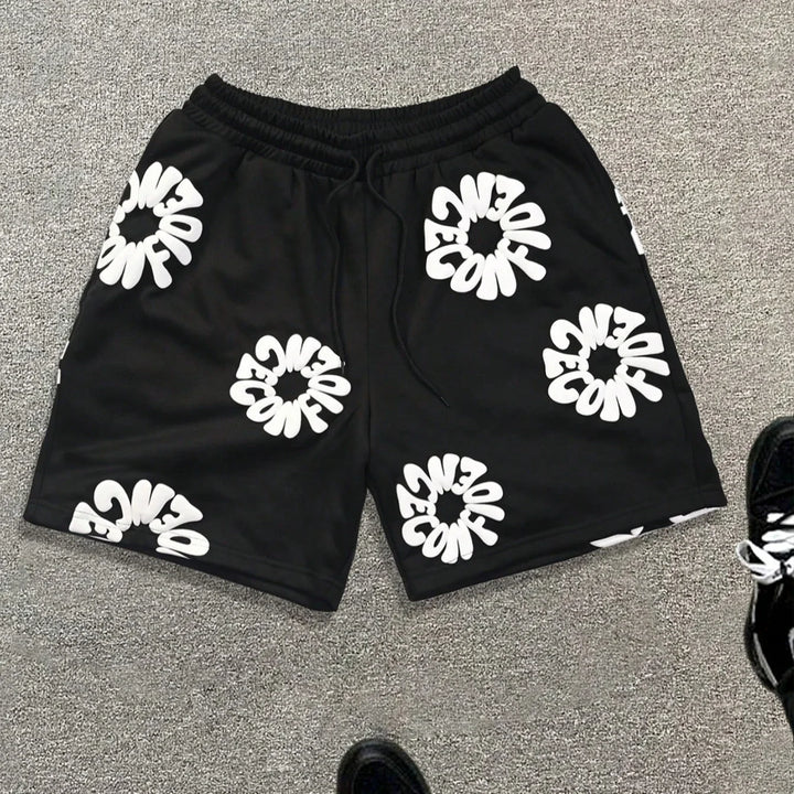 Trendy herre-casual hurtigtørrende oversized denimshorts med slidmærker til stranden