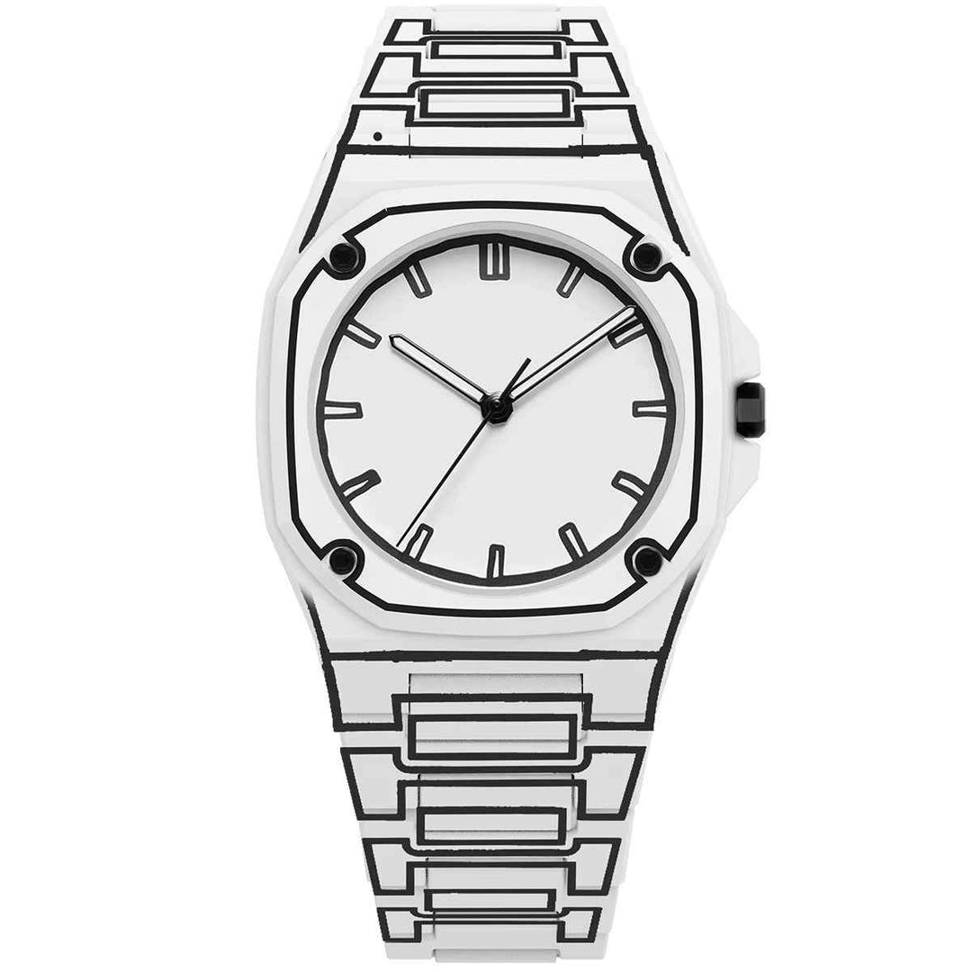 Stylish Arc Outline Watch for Modern Elegance White