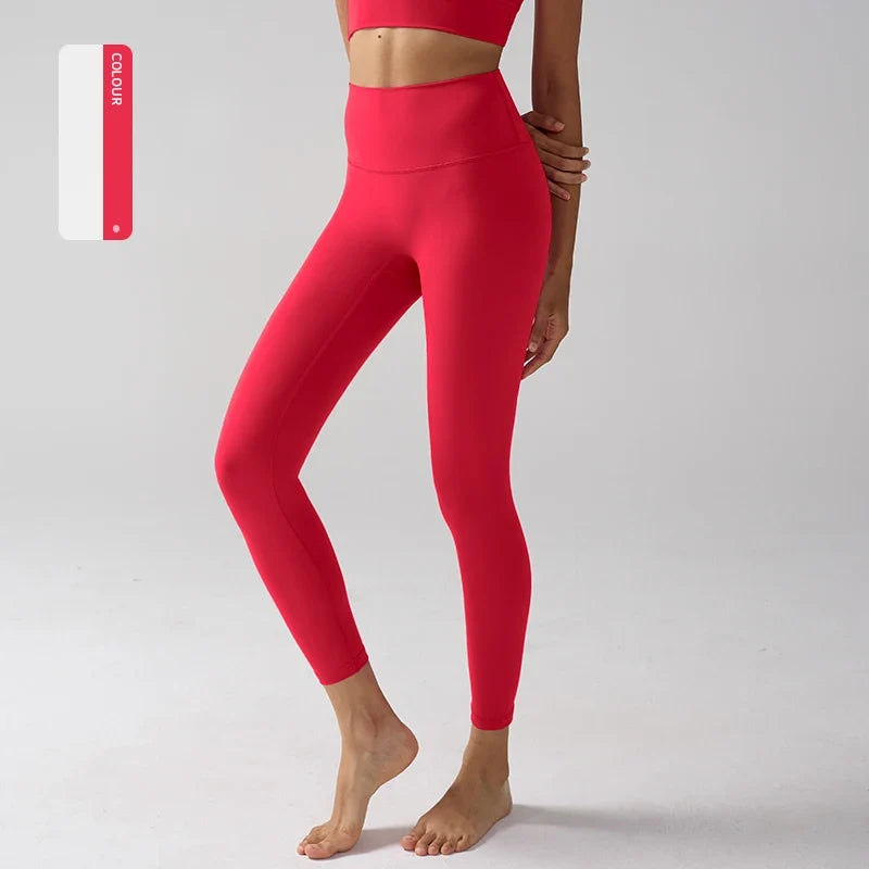 Women's High Waisted Leggings for Fitness, Yoga, and Everyday Use Red