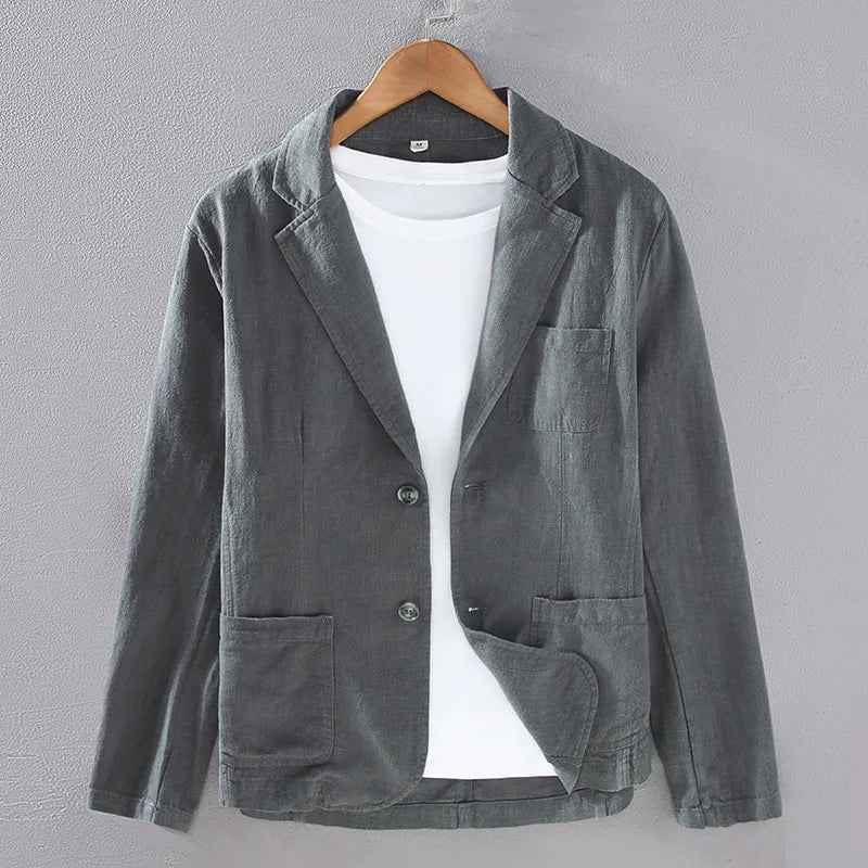 Men's Cotton-Linen Wellington Blazer Charcoal