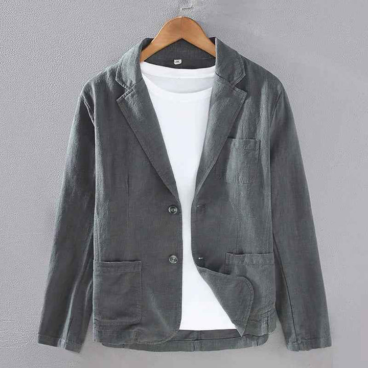Men's Cotton-Linen Wellington Blazer Charcoal