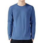 Men's Long Sleeve Cotton T-Shirts Blue