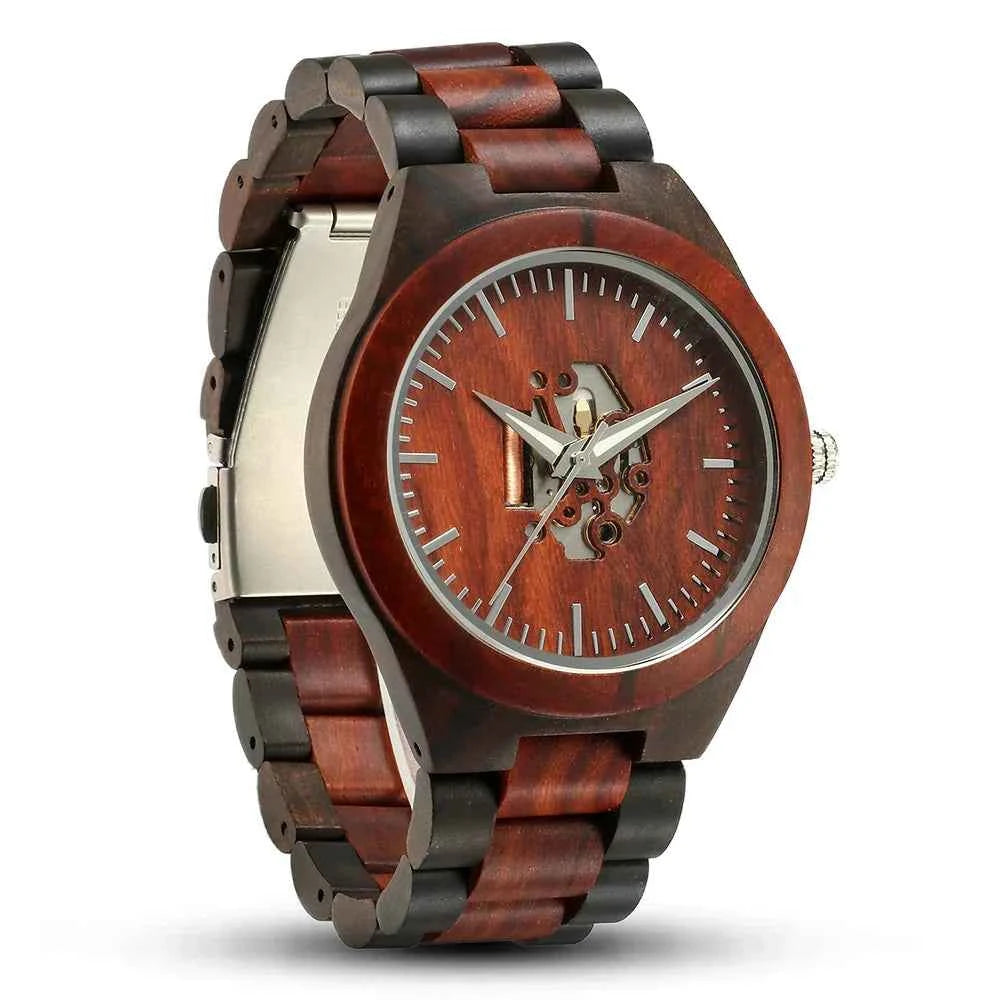 Wooden Skeleton Dial Analog Wristwatch | Durable Timepiece