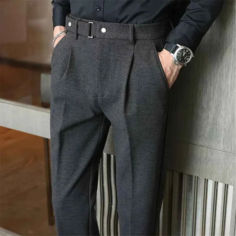 Men's Stylish Wool Trousers Dark Grey