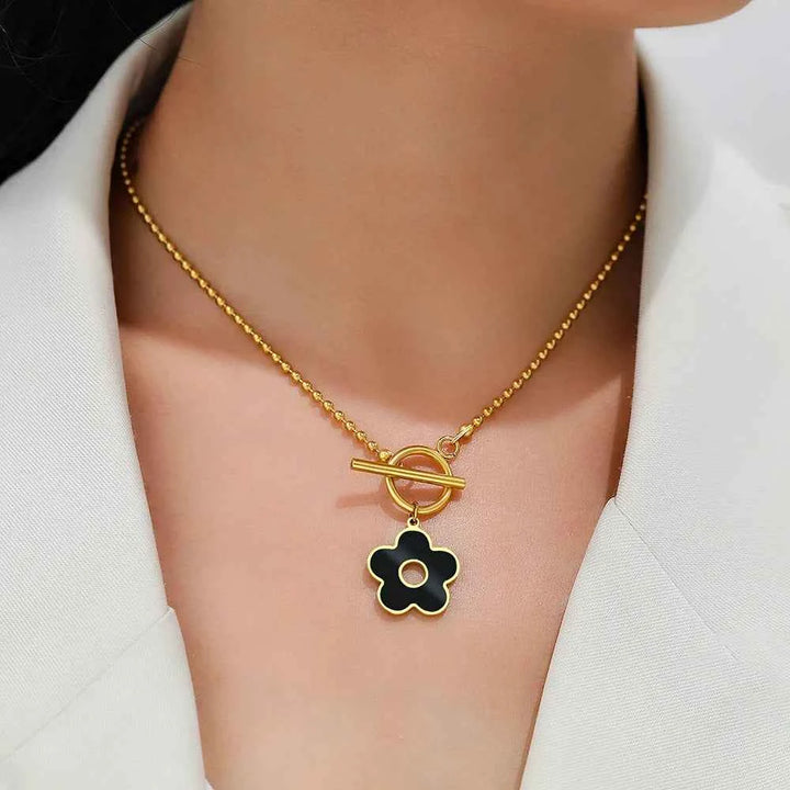 Floral-Inspired Lock Pendant Necklace