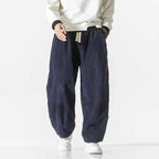 Men's Velor Corduroy Pants Navy Blue