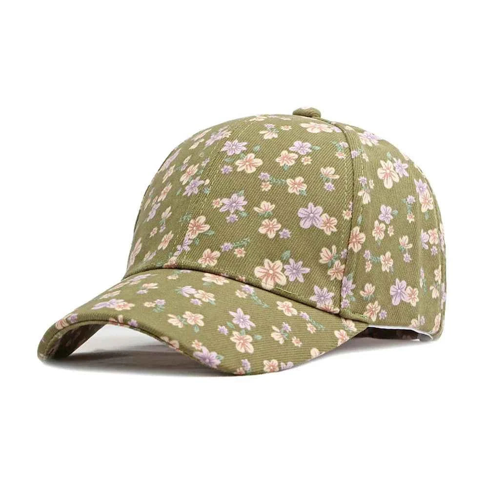 Floral Sun Hat Green Adjustable