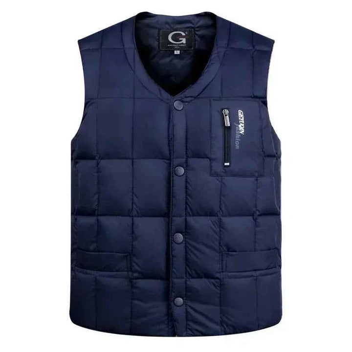 Men's Lightweight Down Vest - V Neck, Polyester Winter Jacket