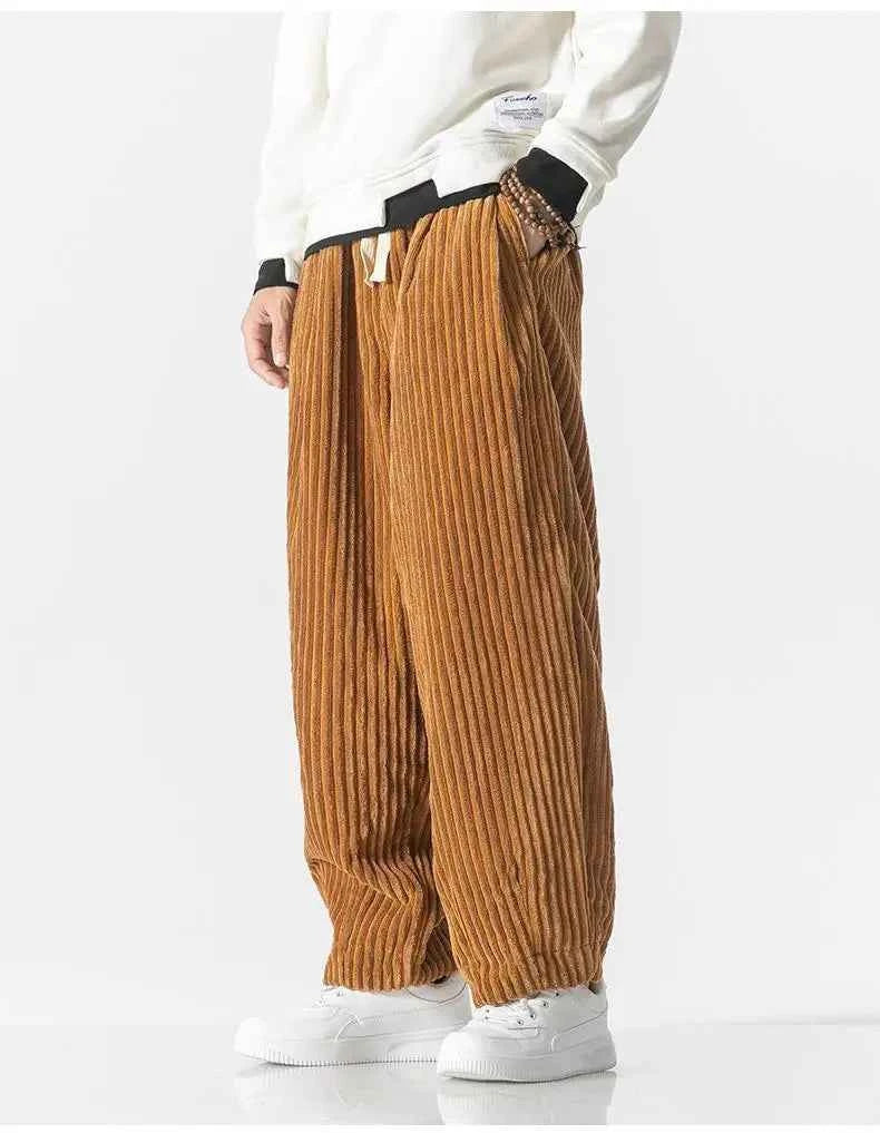 Men's Relaxed Fit Ribbed Knit Joggers with Elastic Waistband Light brown