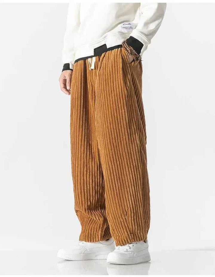 Men's Relaxed Fit Ribbed Knit Joggers with Elastic Waistband Light brown