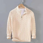 Men's Cable-Knit Sweater - Cozy Knitwear for Stylish Comfort Khaki