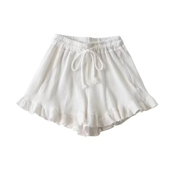Women's Ruffle Hem Shorts White