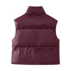 Women's Slimming Zipper Waistcoat Jacket with Stand-up Collar