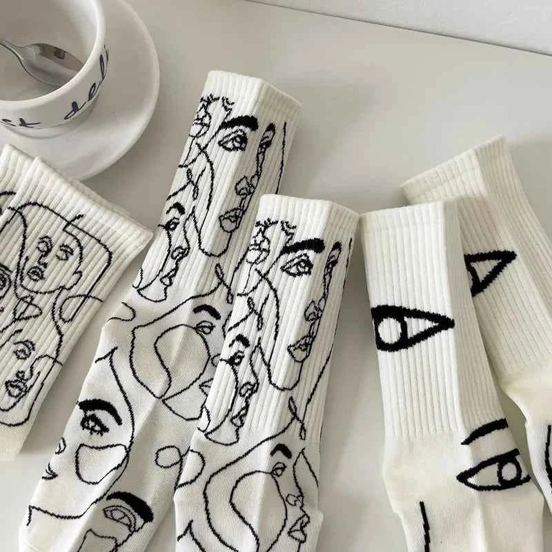 Abstract Line Art Socks - Unique Hypnotic Design