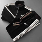 Men’s Warm Zip-Up Sports Set – Two-Piece Jacket & Pants Black