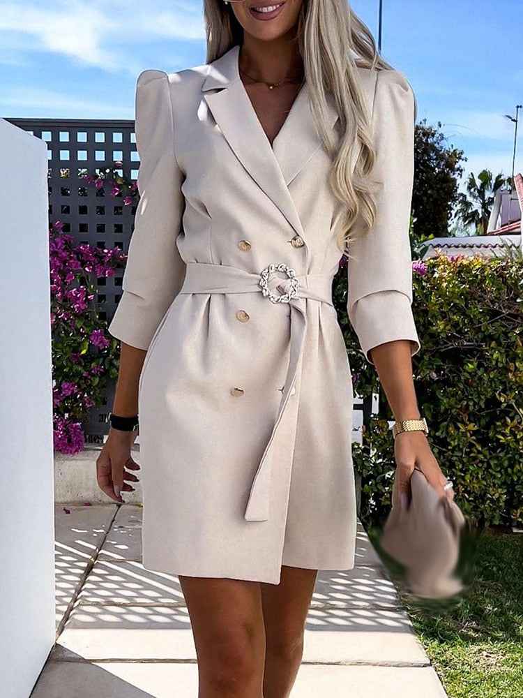 Women's Elegant & Versatile Blazer Dress – Stylish Design Khaki