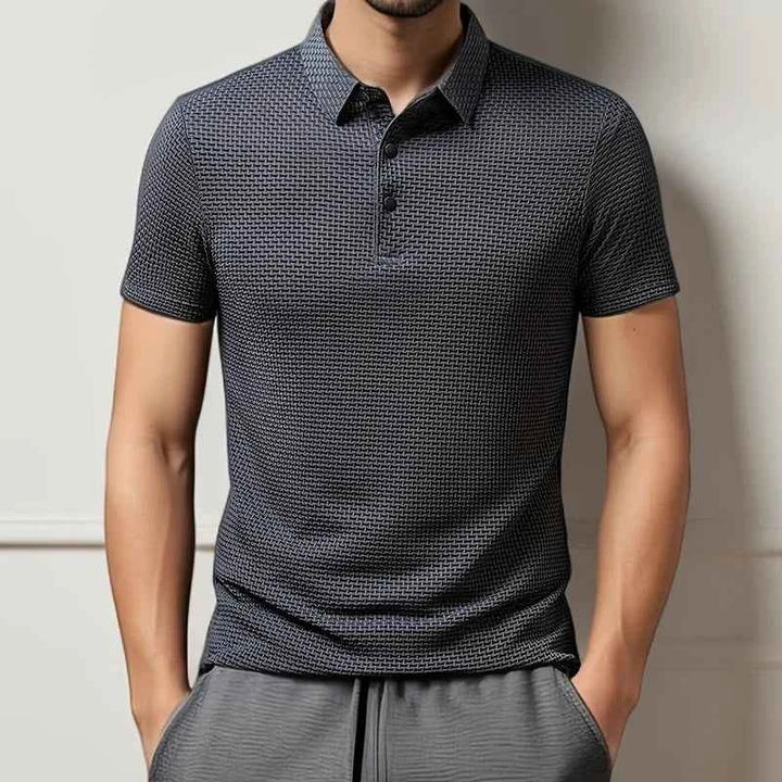 Men's Textured Polo Shirt Gray