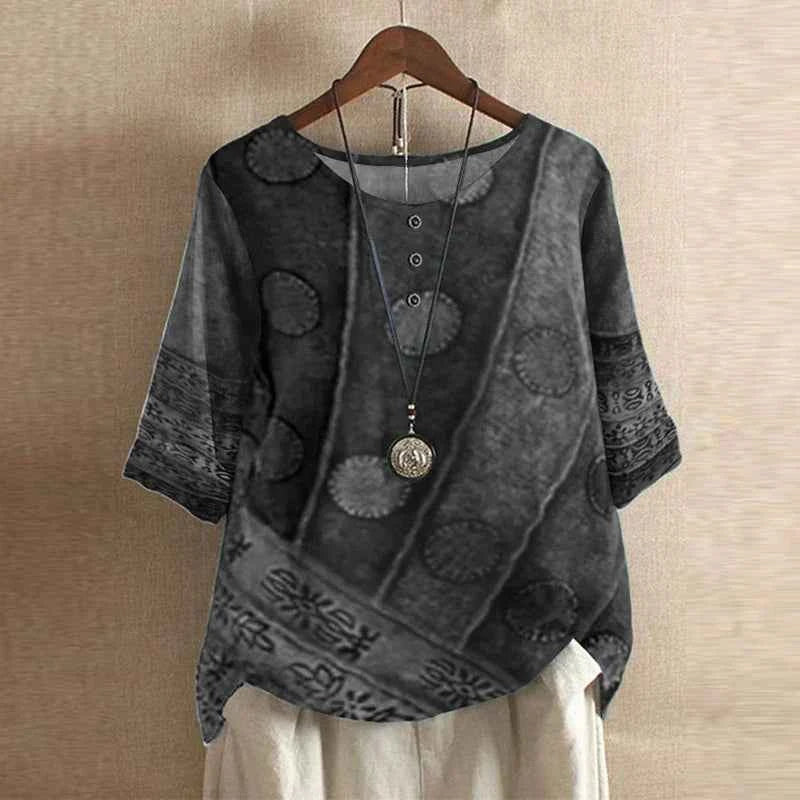 Women's Casual Retro-Inspired Blouse Gray