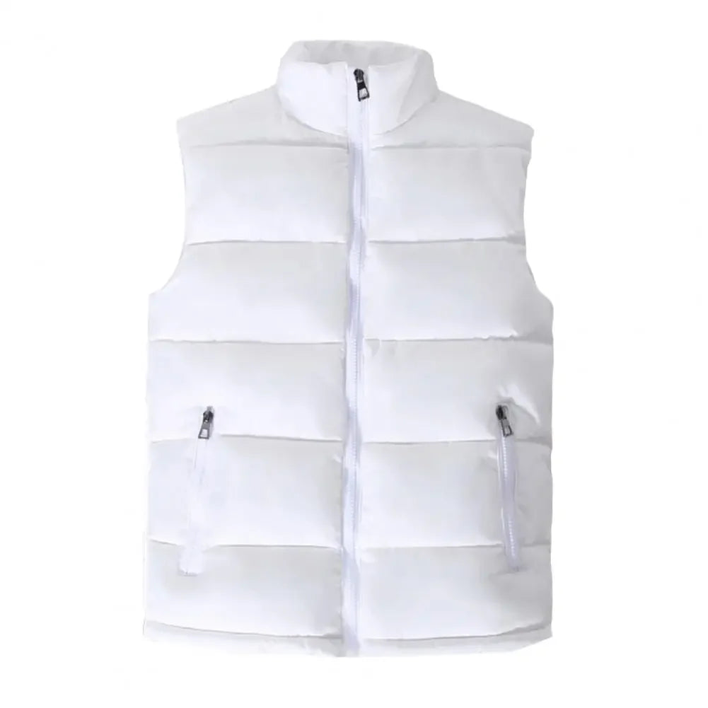 Men's Lightweight Quilted Puffer Vest with Slim Collar White