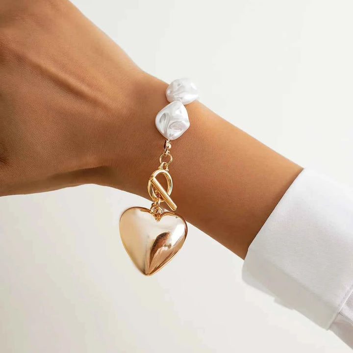 Elegant Pearl Heart Jewelry Set