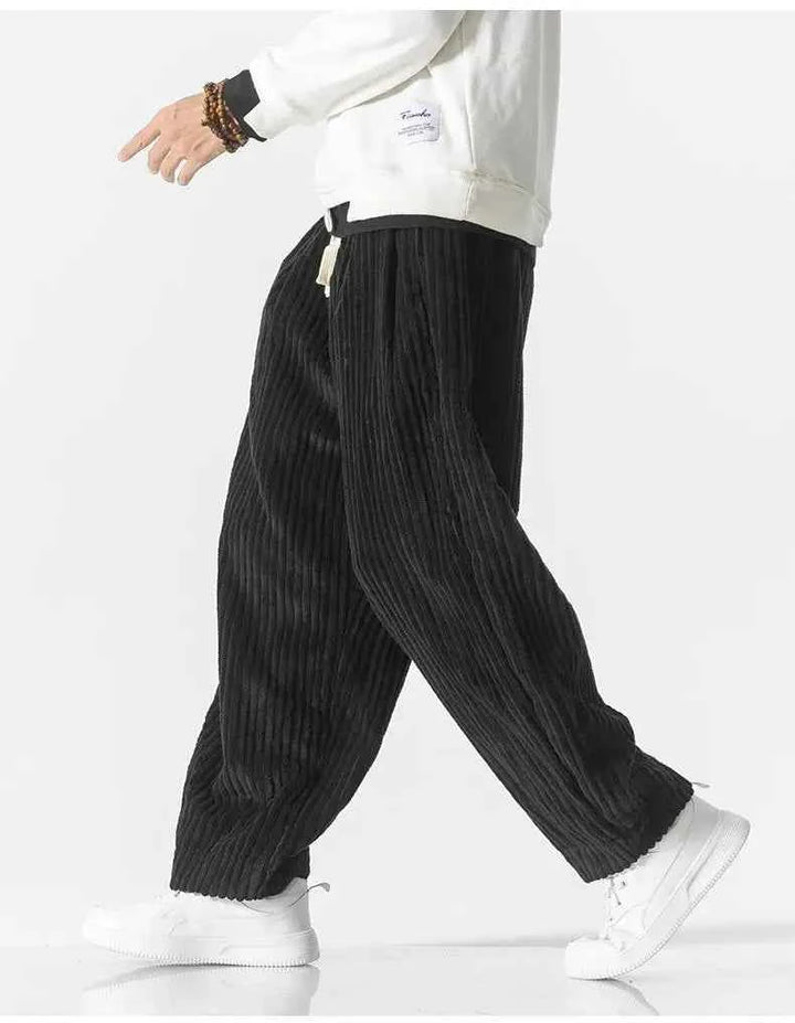 Men's Relaxed Fit Ribbed Knit Joggers with Elastic Waistband