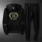 Men’s Gold Velvet Tracksuit – Hooded Zip Jacket & Joggers