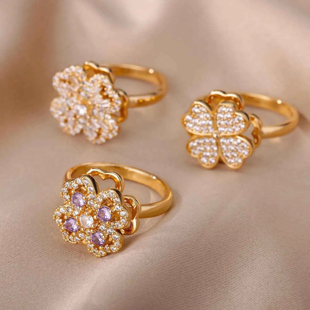 Adjustable Lucky Clover Ring