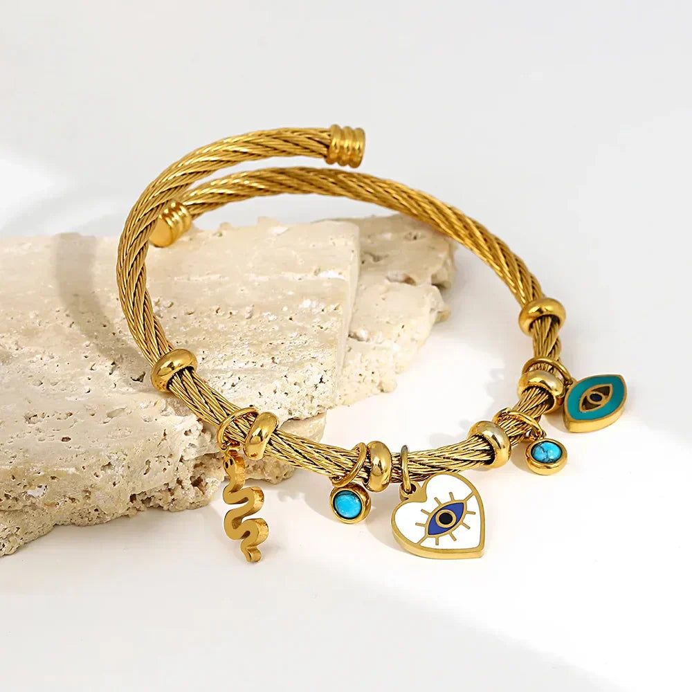 Protective Evil Eye Charm Bracelet Gold