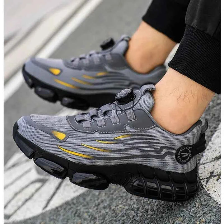 Men's Steel Cap Safety Shoes with Button Lacing | Slip-Resistant Design