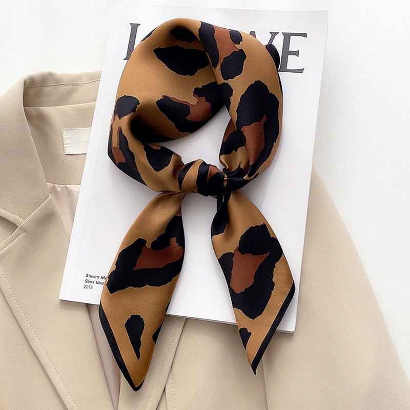 Women's Pure Silk Scarf - Luxurious and Stylish Accessory Leopard Medium