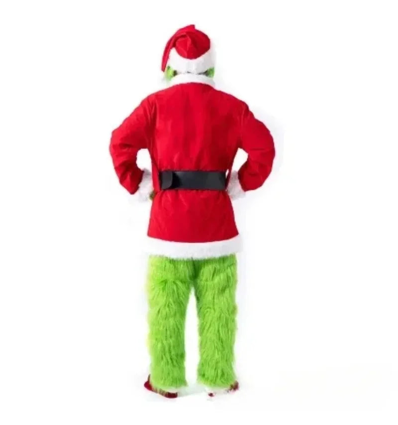 Halloween's Green Shaggy Monster Santa Claus Costume Set for Adults