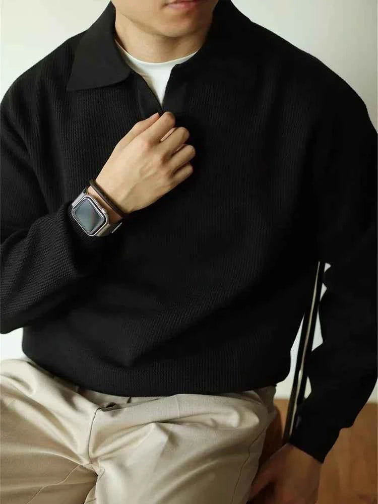 Men's Cozy Knit Polo Sweater