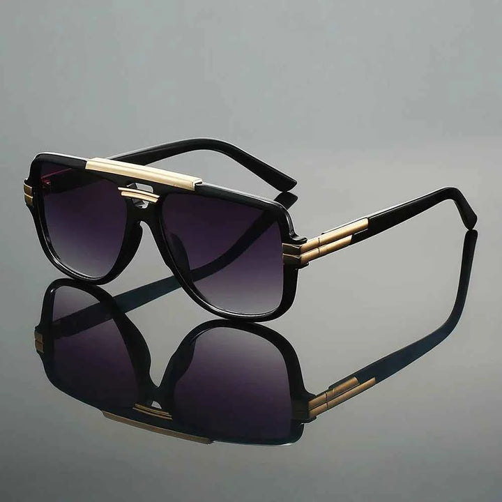 Double Bridge Fashion Sunglasses Black & Gray