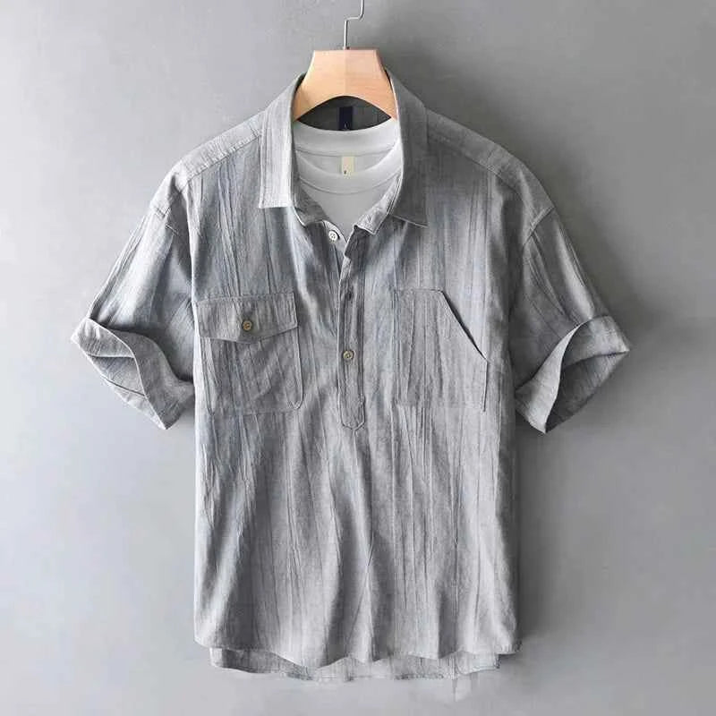 Men's Linen Shirt - Lightweight & Breathable Summer Wear Gray