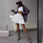 Womens Flared Mini Skirt - Lightweight & Elastic Waist