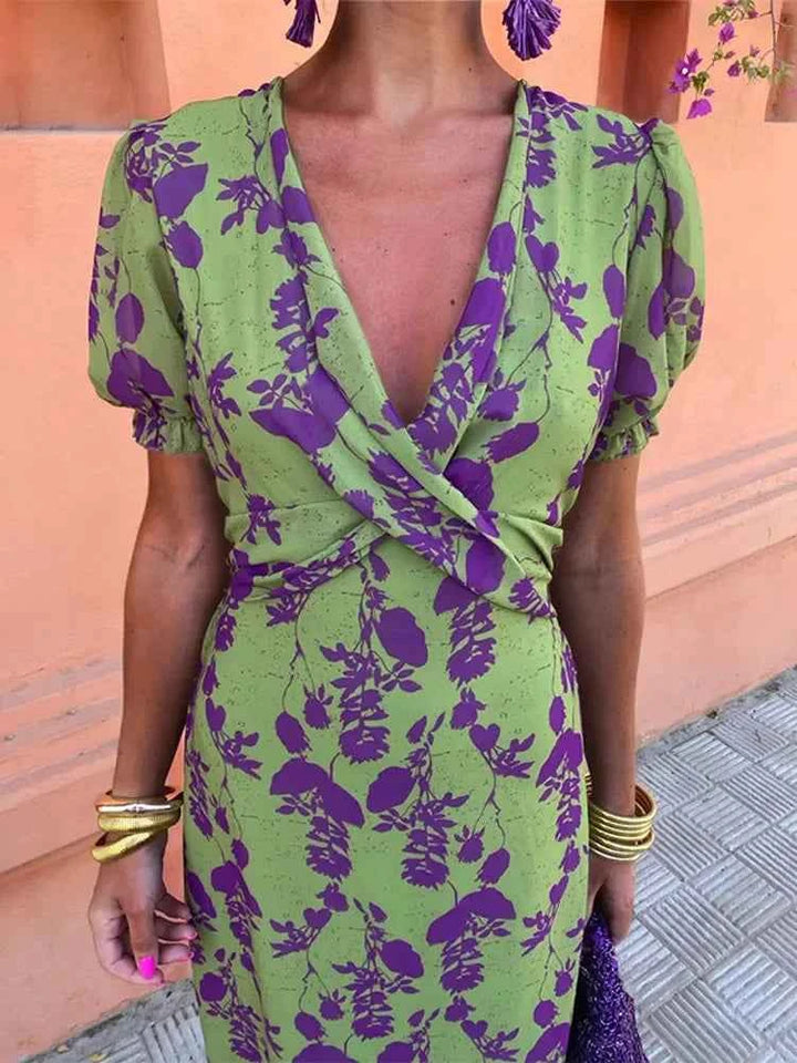 Women's Floral Print V-Neck Dress