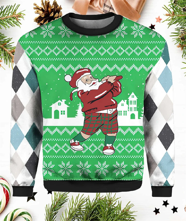 Sjov julesweater med julemandsmotiv til mænd - afslappet pullover