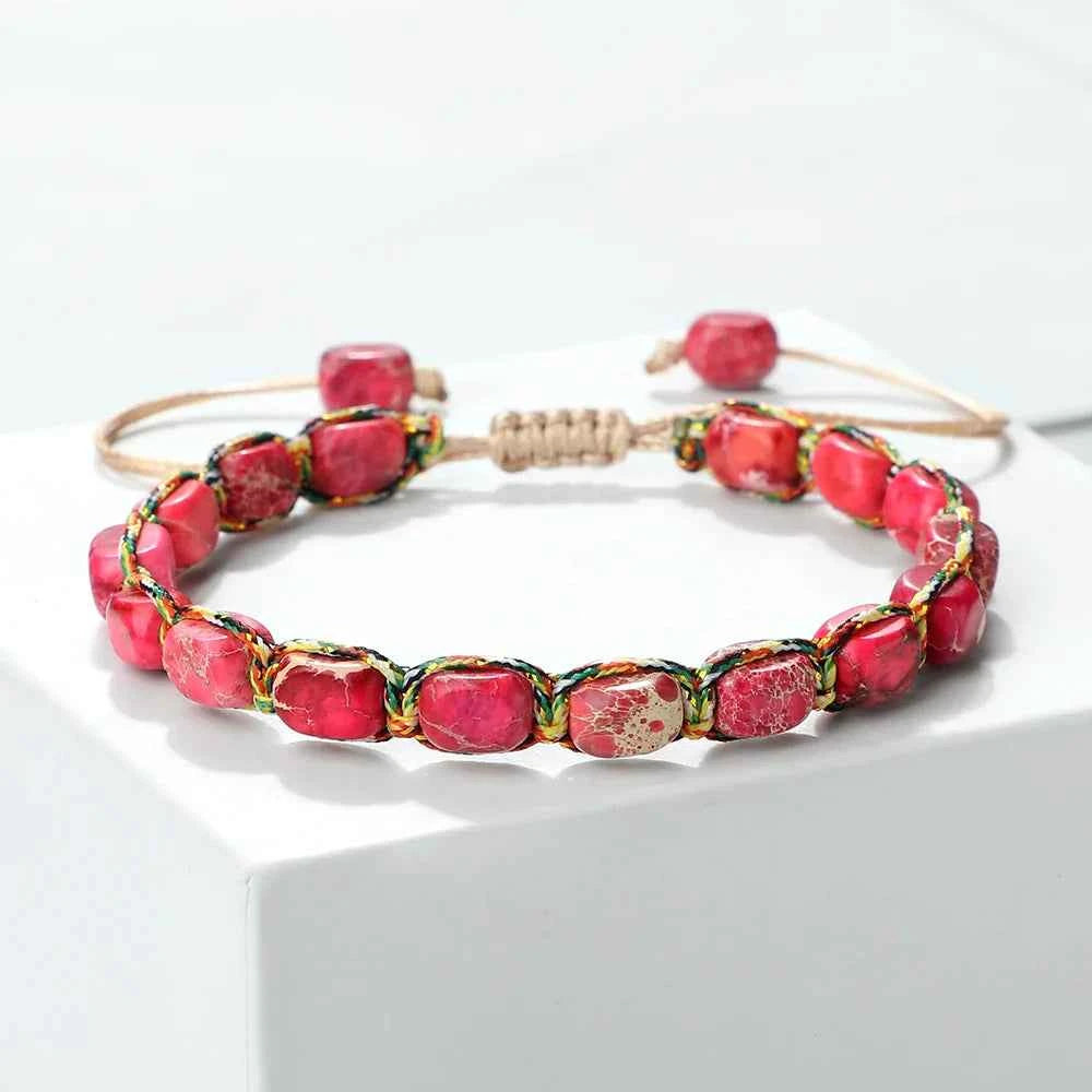 Braided Stone Bracelet - Stylish and Unique Accessory Cherry