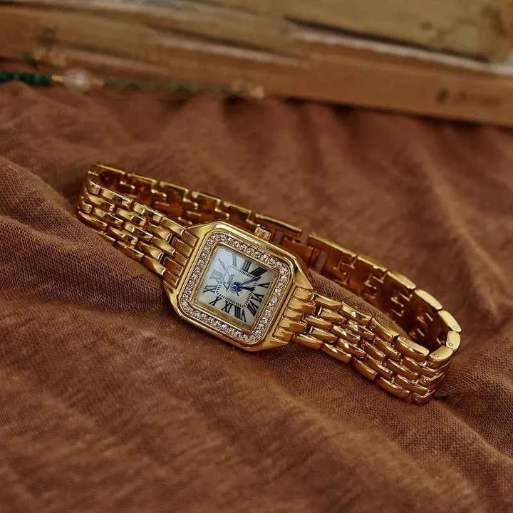 Elegant Crown Design Wrist Watch for Women Auric Gold