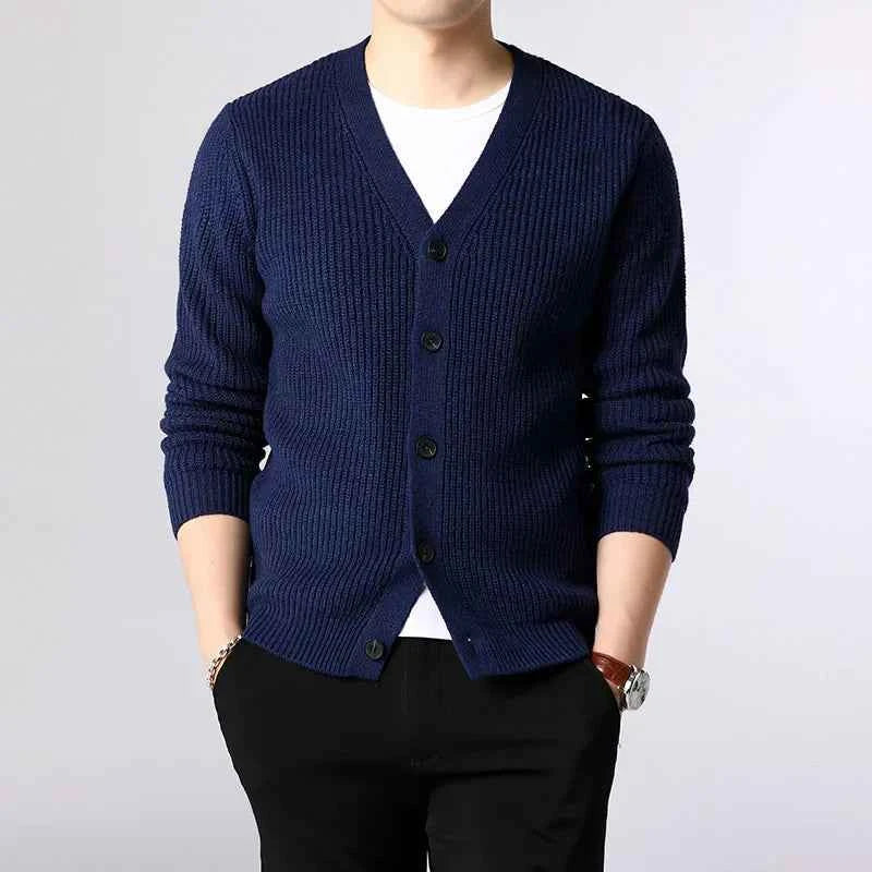 Men's Pembroke Ribbed Cardigan Navy Blue