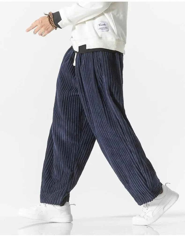 Men's Relaxed Fit Ribbed Knit Joggers with Elastic Waistband