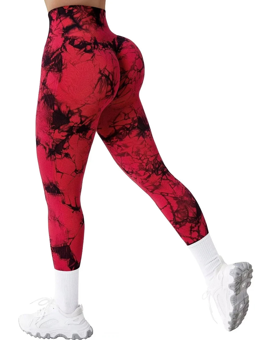 Women's High Waist Seamless Yoga Leggings, Push Up Sports Tights Red