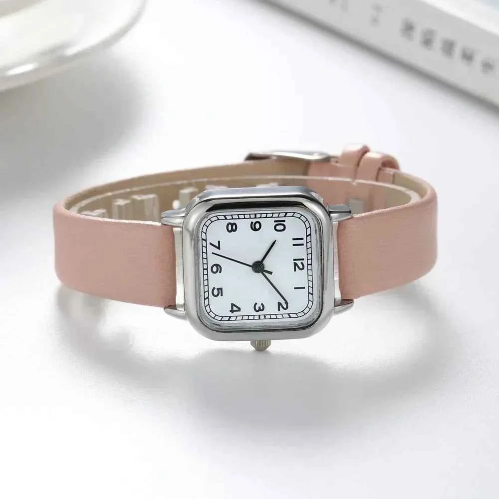 Square Alloy Watch for Stylish Elegance Pink