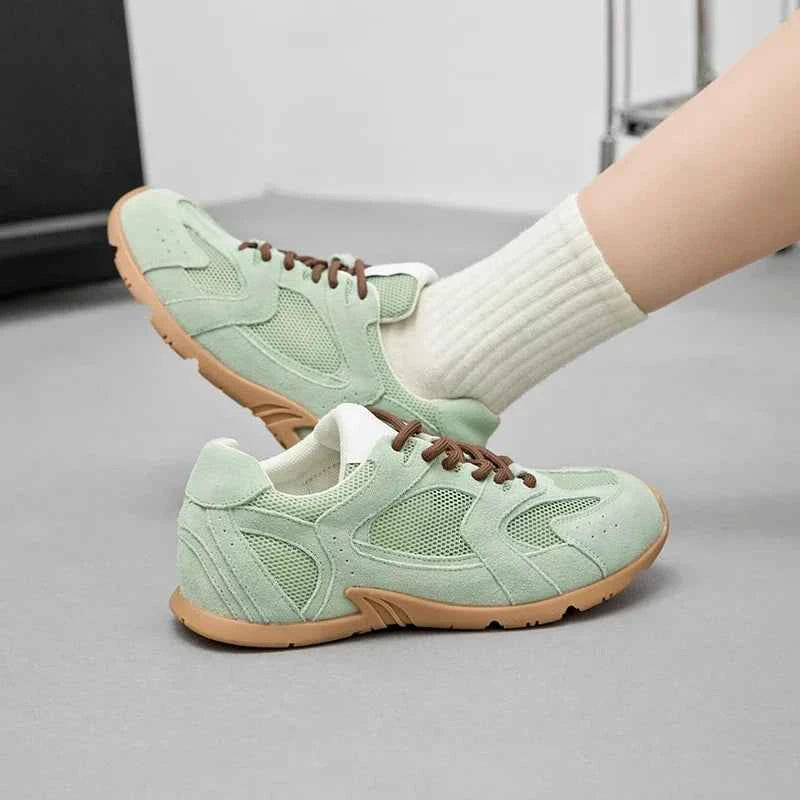 Women’s Genuine Leather Retro German Trainers Shoes