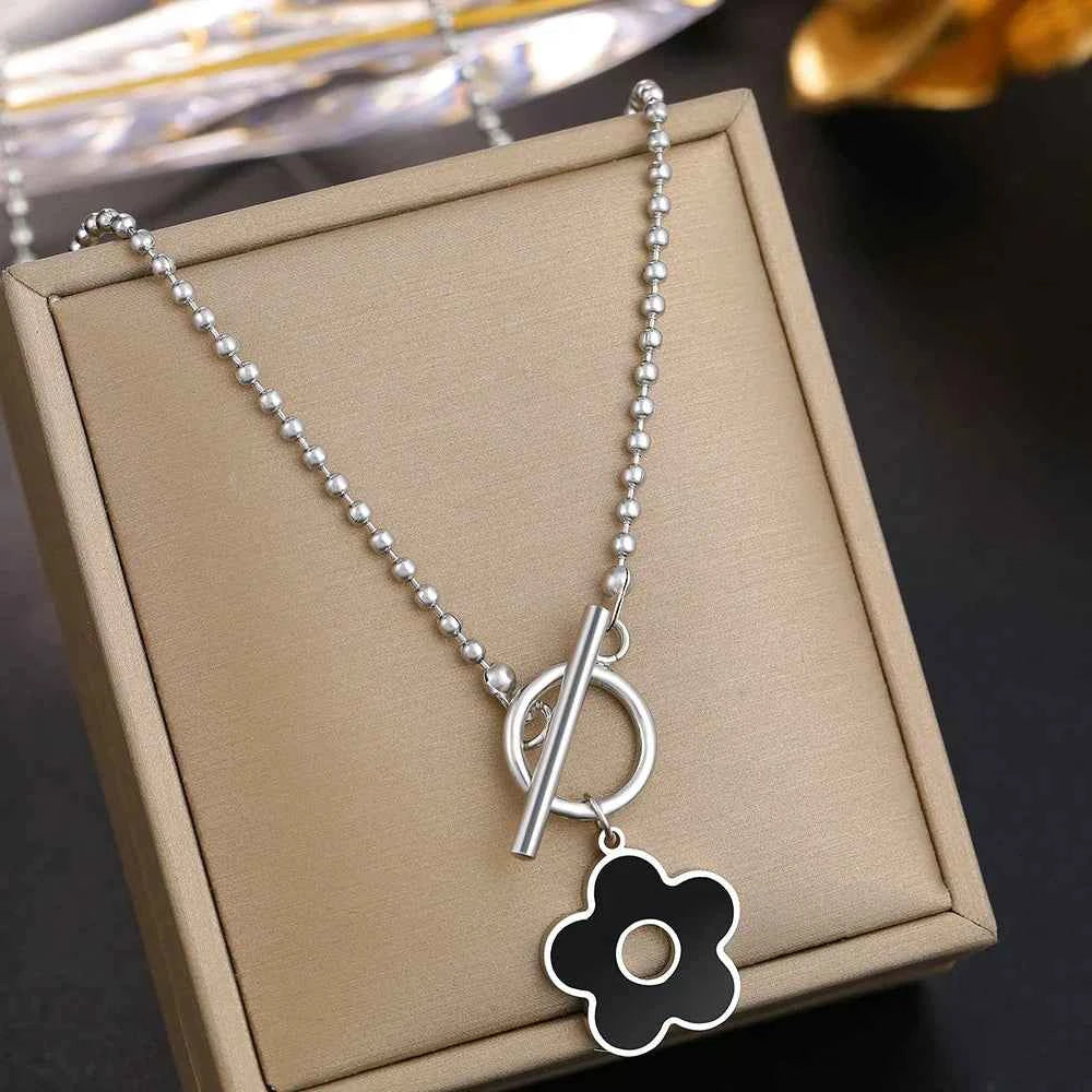 Floral-Inspired Lock Pendant Necklace