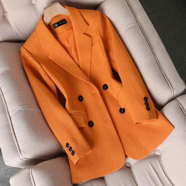 Women's Stylish Plaid Blazer Orange