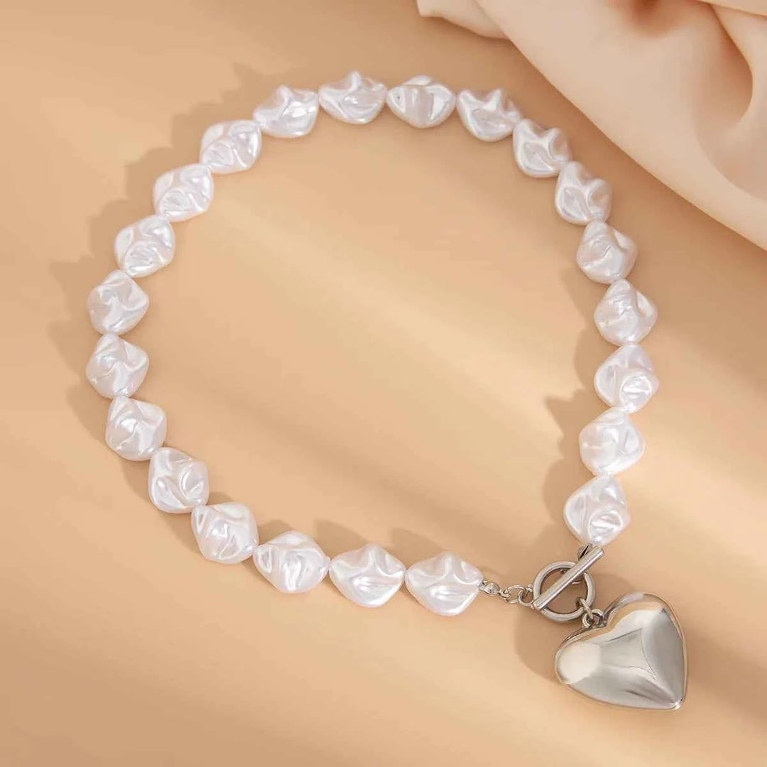 Elegant Pearl Heart Jewelry Set