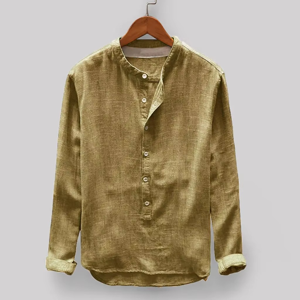 William | Chemise homme à manches longues en coton-lin uni 2025
