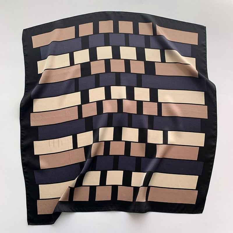 Women's Silk Square Scarf - Elegant Parisian Style Blue Medium