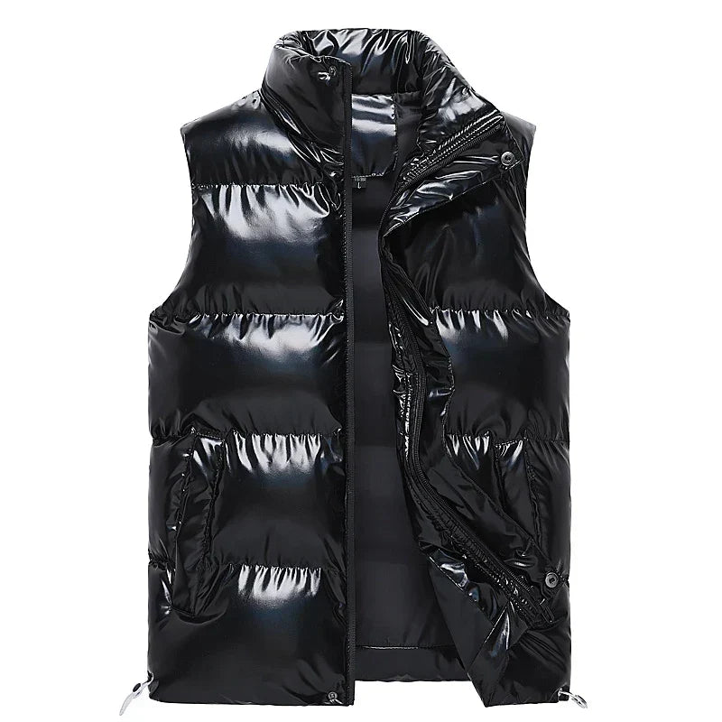 Men's Warm Quilted Down Vest - Insulated for Winter Comfort Black